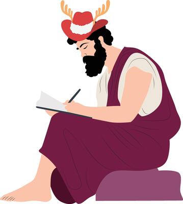 A man in a hat writing in a book