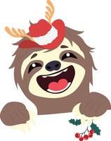 A cartoon slotty with a hat and holly vector