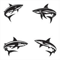 Bold and Dynamic Shark Silhouette Illustrations for Ocean-Themed Design Projects vector