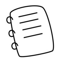 A notebook with a line drawn on it vector