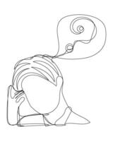 Character hand drawn of boy male man with question mark quiz confuse question continuous line. vector