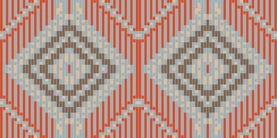 Ethnic Fabric Pixel Traditional Granny Square Patternfolk Embroidery, Aztec Geometric Ornament Print. Design for Carpet, Wallpaper, Clothing, Wrapping, Fabric vector