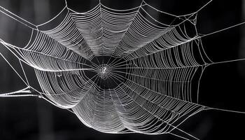 Neon Web Structure in a Dark Atmospheric Setting photo