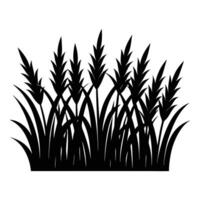 a black and white silhouette of a field of grass vector