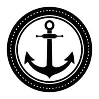 an anchor in a circle with a black and white background vector