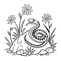 snake in the grass coloring pages vector