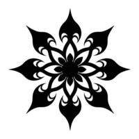 black floral ornament iin-tribal style on white background. vector
