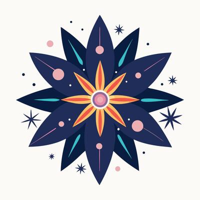 a star with a blue background and stars