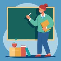 teacher teaching in front of blackboard illustration. vector