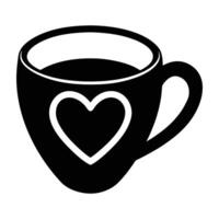 a black and white cup with a heart shape in the middle vector