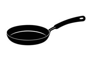 a black and white frying pan icon on a white background vector
