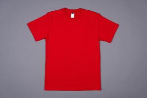 Blank Red T-Shirt for Branding Design on a grey background photo