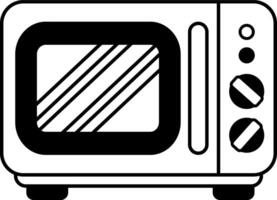 black and white icon of a microwave oven vector