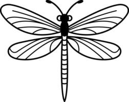 black and white single icon of a dragonfly vector