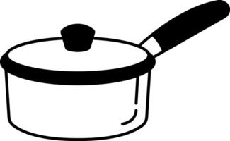 black and white single flat icon of a saucepan vector