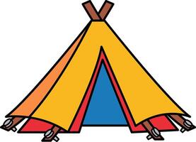 single icon of colorful tent vector