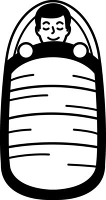 single icon of a man sleeping in a sleeping bag