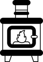 single icon of a burning stove with a fire in it vector