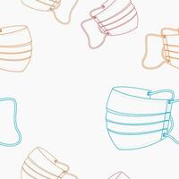 Editable Outline Side View Shaped Medical Masks Vectorized Illustration in Various Colors as Seamless Pattern for Creating Background of Healthcare and Medical Related Design vector