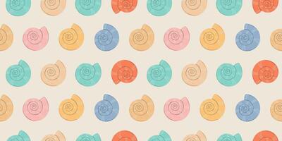 Seashells seamless pattern design. Cute seashell pattern in flat style. Tropical underwater mollusk shells illustration vector