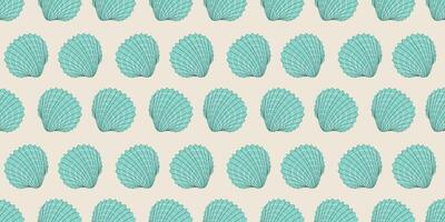 Sea shells seamless pattern. Summer marine animal background. Trendy pattern of seashells for wrapping paper, wallpaper, stickers, notebook cover. Ocean snail cartoon backdrop illustration. vector