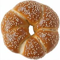 close up of a pretzel, which is a type of German pretzel. The pretzel is golden brown in color and has a soft photo