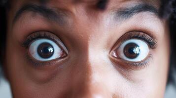 A politician responds to a challenging question with their eyes wide and brows raised showcasing a blend of surprise and determination. The closeup illustrates the tension in thei photo