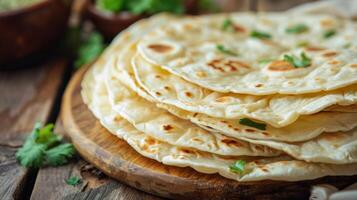 Soft and Fluffy Homemade Flatbreads Ready for Filling photo