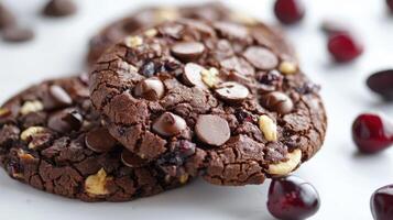 Double Chocolate Cranberry Cookies Fresh From The Oven photo