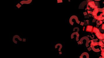 Red Question Marks Twirling On A Black Background video