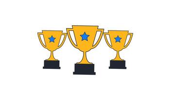 trophies animation with alpha channel or transparent background. 2d animation with comic style video