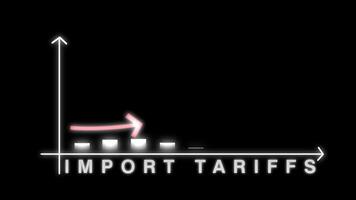 animation of increasing import tariffs and imposing import export costs in international trade. Infographic chart graph isolated on black background video