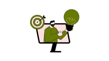 Person idea reach the goal. target complete animation with alpha channel or transparent background video