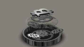 Background with Silver Bitcoin Mechanism Creation, Exclusive, Rotation, Unique Design video