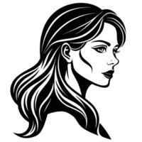 Silhouette of a Beautiful Woman s Face with Side View on Isolated Background vector
