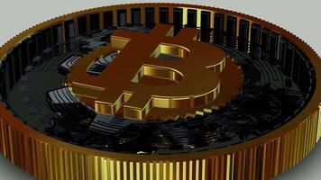 Black-Gold Bitcoin Mechanism, Exclusive, Background, Unique Design, Rotation video