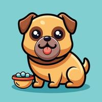 Cute Pug Dog s Adorable Food Sniffing Moment Captured in Cartoon Icon vector