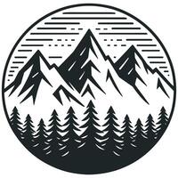 Mountain landscape with pine trees and mountains illustration vector