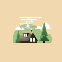 abstract gradient illustration of house in the calm nature vector