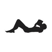 Silhouette Reading Book Reclining Relaxed vector