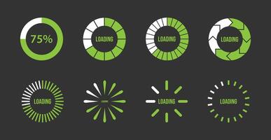 Green loading bar circle progress animation design icon vector