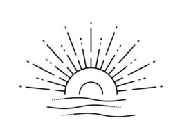 Sun line art icon with rays design vector