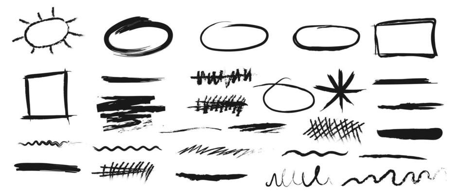 collection of black hand drawn shape elements