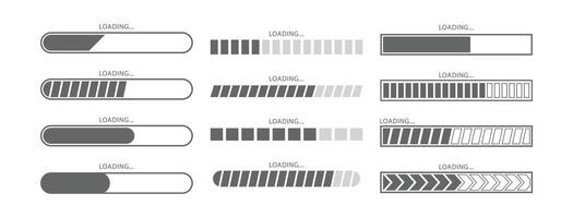 grey loading bar showing progress status icon vector