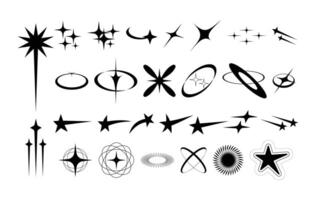 Retro futuristic sparkle icon set design vector