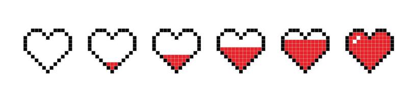 Pixel Heart Icon Fill Transition vector