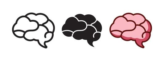 Collection of brain icons representing cognitive functions vector