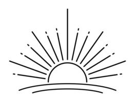 Minimal line art design of the sun vector