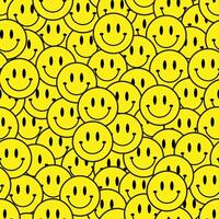 Happy face emoticon pattern with yellow color vector