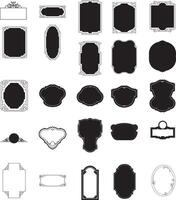 a set of black and white decorative frames and borders vector